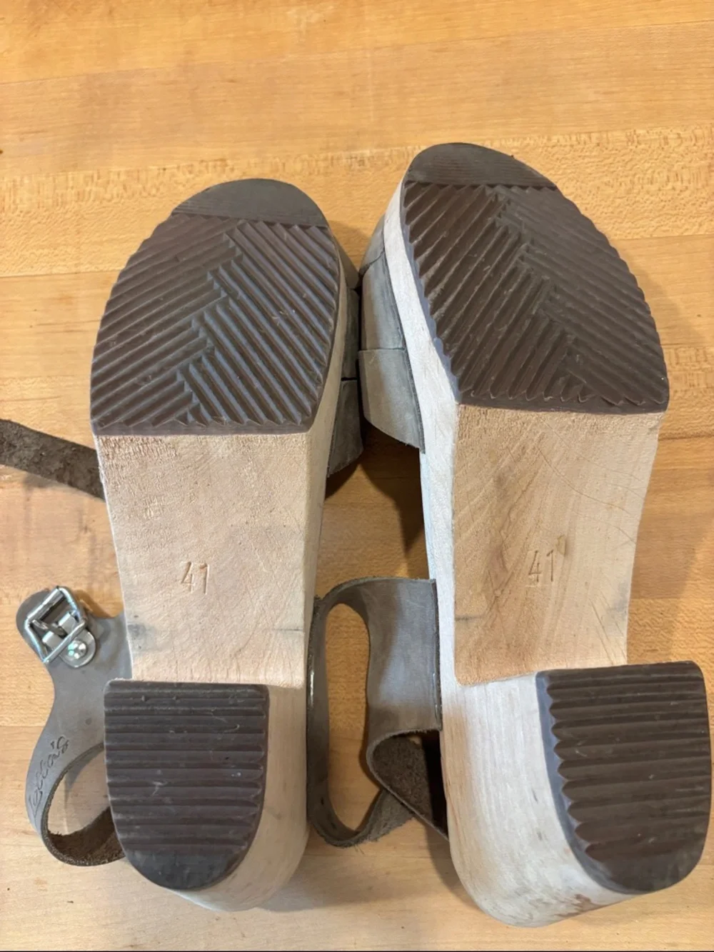 Lotta From Stockholm Taupe Leather Wedge Sandals